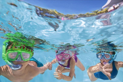 Set maskë zhytje me snorkel Bestway Animals 24059, për kalamaj, rozë