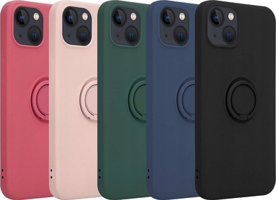 Mbrojtëse telefoni Silicon Ring Case për iPhone 12 Mini, me unazë mbajtëse, TPU, e zezë