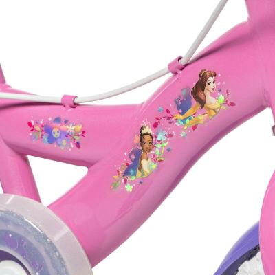 Biçikletë për kalamaj Huffy Disney Princess 22494W, 12", me rrota ndihmëse, rozë vjollcë