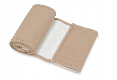 Mbrojtëse krevati Baby Matex Bump Air Muslin, 180x30cm, muslin pambuku, cappuccino
