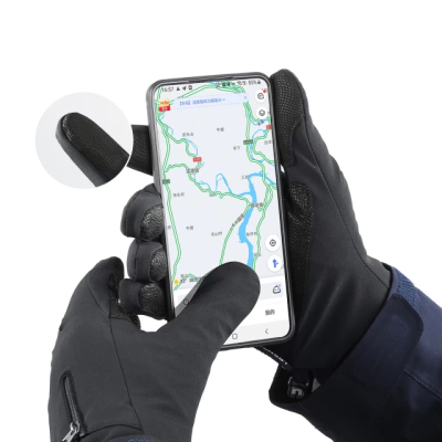 Dorëza dimërore sportive Hurtel, touchscreen, madhësia XL, të zeza