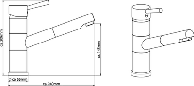 Rubinet kuzhine Kitchen Faucet 33770, me grykë tërheqëse, presion i lartë, krom