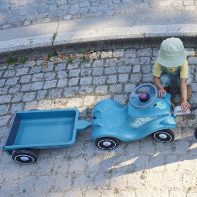 Makinë lëvizëse për kalamaj BIG Bobby Car Eco 2.0 me rimorkio, plastikë e ricikluar, turkeze
