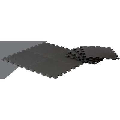 Сет подна подлога Pure2Improve Puzzle Mat, 8 делови, пластика, црна