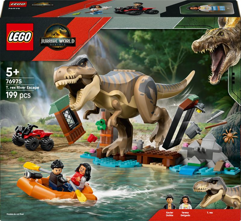 Lodër ndërtimi LEGO Jurassic World 76975 T. Rex River Escape, 199 pjesë, për fëmijë 5+