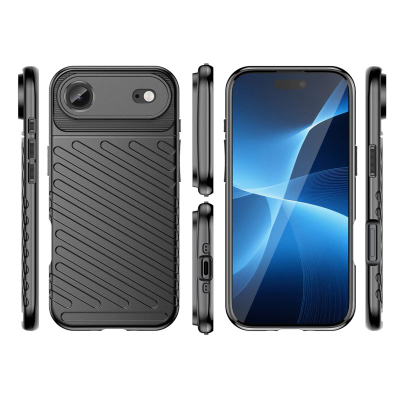 Mbrojtëse telefoni Hurtel Thunder Case për iPhone 17 Air, TPU, që s’e ha kollaj goditja, e zezë