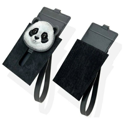 Portofol për kartela iLike Nimmy Friends Panda, poliuretan, me rrip dore, i zi