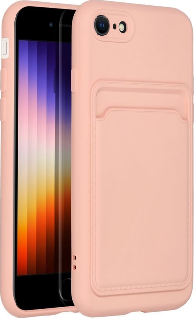Kapak telefoni OEM Card Case për iPhone 7 8 SE 2020 SE 2022, me xhep karte, silikon, rozë