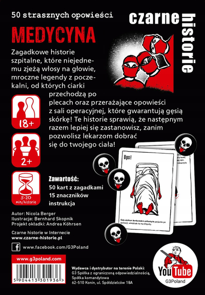 Lojë me shoqni Black Stories Medicine New Edition, 50 enigma, për grup, shumëngjyrëshe