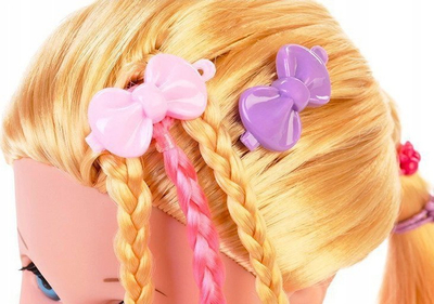 Set stilimi flokësh Mattel Natalia, kokë kukulle me aksesorë, flokë biondë