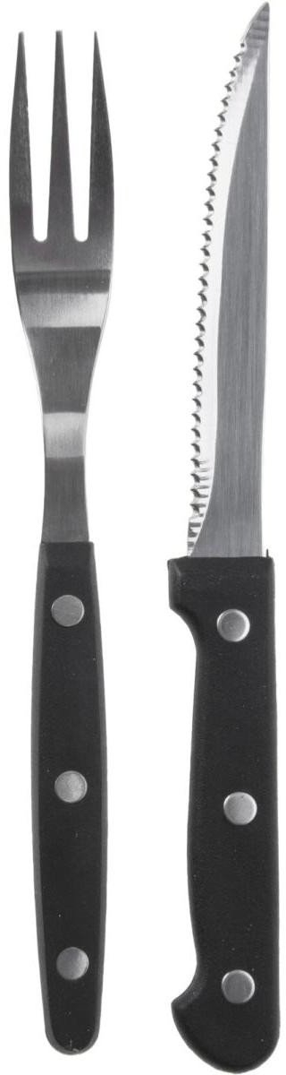 Set takëmesh për steak e pica, 4 thika, 4 pirunë, çelik inox