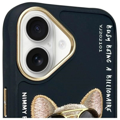 Futera Nimmy Glasses Cool Dog për iPhone 16 6.1", mbrojtëse e fortë, e zezë