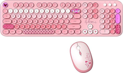 Set tastierë dhe mi wireless Mofii Lovely 2.4G, 104 taste, DPI i rregullueshëm, rozë
