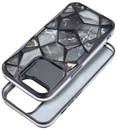 Maskë mbrojtëse TWINKI për iPhone 16e, dizajn gjeometrik, e zezë