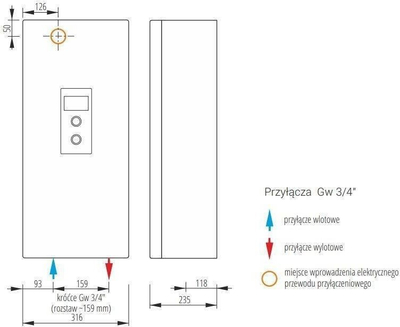Kaldajë elektrike Kospel EKCO.L3, 12 16 24 kW, trefazore, e bardhë
