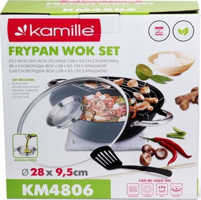 Tenxhere me kapak Kamille Teflon, 28 cm, e zezë