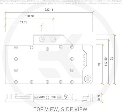 Блок за вода за графичка карта EK Water Blocks EK-Quantum Vector RE RTX 3080 3090, бакар, проѕирен акрил, златен