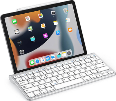 Tastierë wireless Omoton KB088, Bluetooth, me mbajtëse tableti, argjendtë