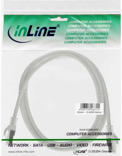Kabllo patchcord InLine (72502W), SF / UTP, CAT.5e, 2 m, e bardhë