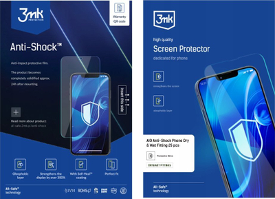 Folie mbrojtëse telefoni 3mk All-Safe Anti-Shock, AIO Dry & Wet, set 25 copë
