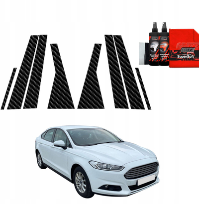Folie mbrojtëse karboni Grizz 8in1 për shtylla A B C Ford Mondeo Mk5 Sedan 2014 2019, e zezë