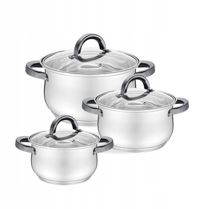 Set tenxheresh dhe tiganësh Maestro MR-3522-6M, 6 pjesë, çelik inox, argjendtë me të zezë