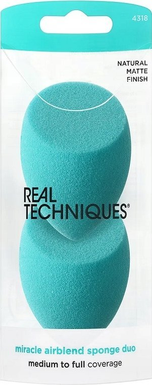 Sfungjer grimi Real Techniques Miracle Airblend Duo, set 2 copë, për fondatinë, ngjyrë mente