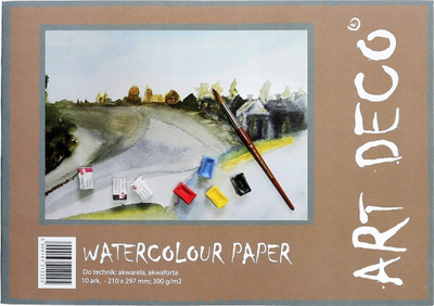 Bllok akuareli ArtDeco Watercolour Paper A5, 300g, 10 fletë, i bardhë