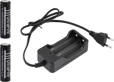 Karikues baterish UltraFire 18650, 3.7V, set me 2 bateri, i zi