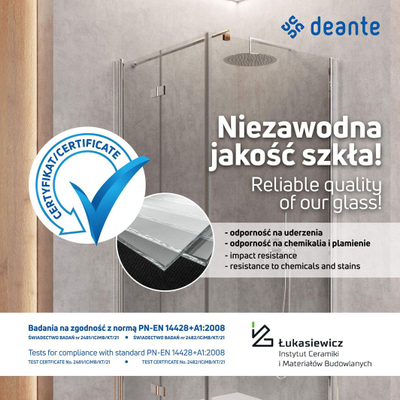 Kabinë dushi Deante Funkia, gjysmë rrethore 80 cm, qelq i tejdukshëm, kornizë e zezë