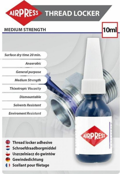Лепак за навои Airpress Medium Strength Thread Sealant, 10ml, отпорен на температура