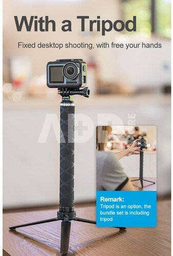 Shkop selfie Telesin me karbon, teleskopik 90cm, me mini-tripod, ngjyrë e zezë
