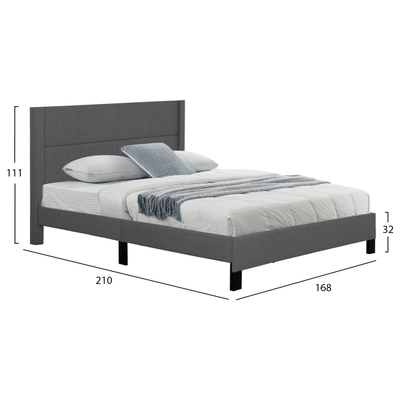 Shtrat dopio Trillop HM666.12, për dyshek 160x200 cm, material tekstil, gri