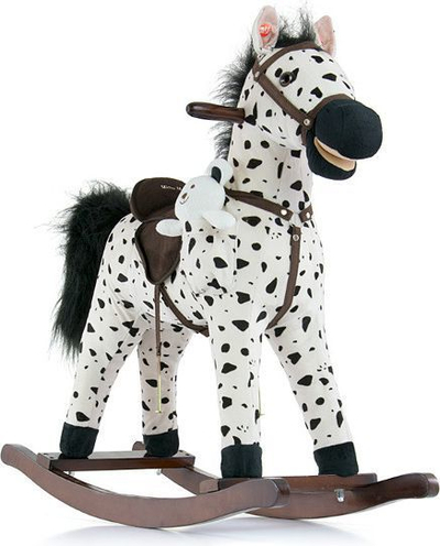 Lodër kal luhatës Milly Mally Mustang, pelush, me tinguj, me pika të zeza