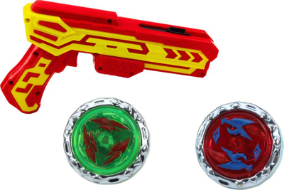 Set lodër pistoletë Gun Launcher, 2 disqe metalikë, drita LED, shumëngjyrëshe