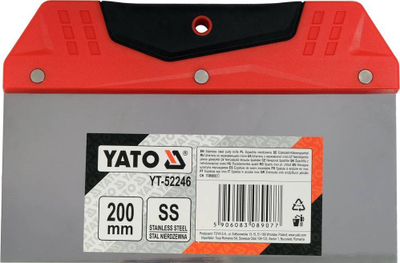 Shpatull për mur Yato YT-52246, çelik inox 20 cm, dorezë plastike e kuqe