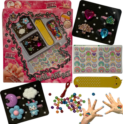 Set kreativ zbukurimi ProNice Creative Nail Beauty, ngjitëse thonjsh, unaza dhe byzylyk, shumëngjyrësh