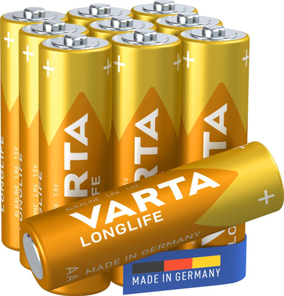 Bateri alkaline Varta Longlife AA, 1.5V, set me 10 copë