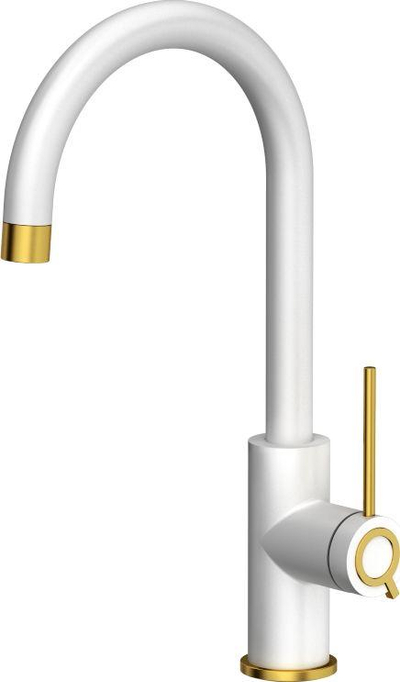 Rubinet kuzhine Quadron Jodie Q Line Slim SteelQ, çelik inox, një levë, i bardhë