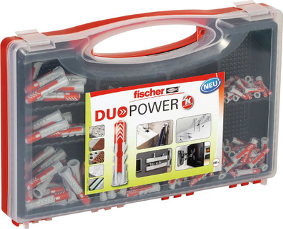 Set dybëlësh Fischer Redbox DUOPOWER, 280 copë, kuti plastike, e kuqe