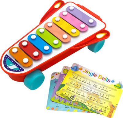Ksilofon lodër Woopie Happy Rocket Piano, për kalamaj 18m+, i kuq