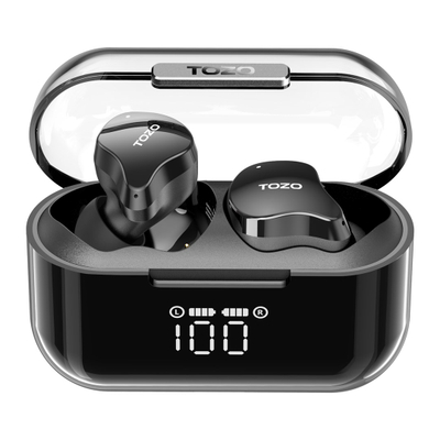 Kufje pa kabllo TOZO T18 Crystal Buds, Bluetooth, IPX8, të zeza