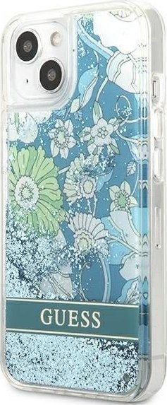 Husë telefoni Guess GUHCP13MLFLSN për iPhone 13, Flower Liquid Glitter, e gjelbër