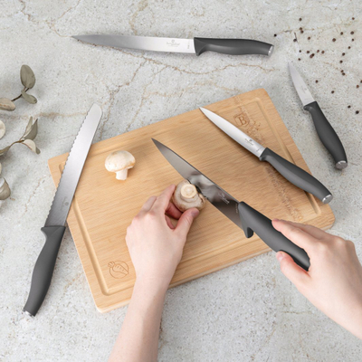Set thikash me dërrasë prerëse Berlinger Haus Anthracite Collection BH-2961, 6 copë, çelik inoks, anthracite