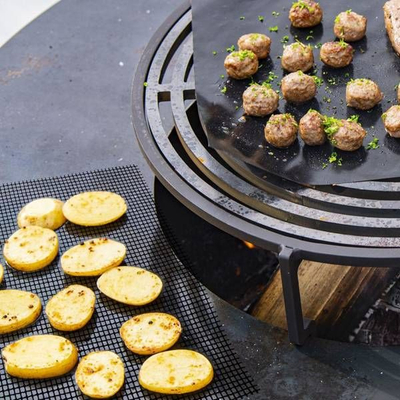 Tapet rrjete për skarë dhe furrë Fine Mesh Grill Mat, jo ngjitës, i prerë sipas masës, i zi