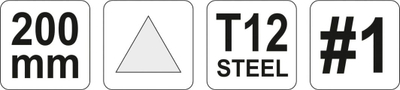 Lima trekëndore metali Yato YT-62249, 200mm, çelik T12, dorezë kuqe e zezë