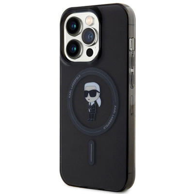 Maskë mbrojtëse Karl Lagerfeld IML Ikonik MagSafe për iPhone 15 Pro, e zezë