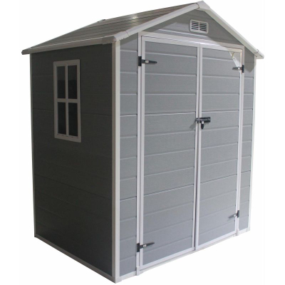 Kasolle kopshti Saska Garden Tool House, PVC, 181x135x210 cm, gri e errët