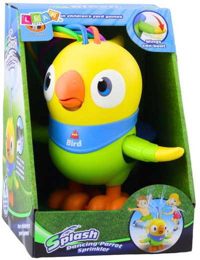 Lodër me ujë shatërvan për kalama Water Toy Parrot, me pjesë që lëvizin, për oborr dhe kopësht, e verdhë