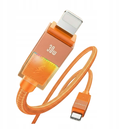 Kabllo USAMS U93, USB C në Lightning, 30W, 1.2m, portokalli